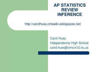 AP STATISTICS REVIEW INFERENCE