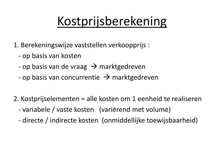 kostprijsberekening