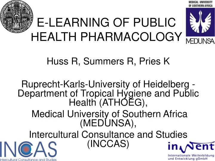 e learning of public health pharmacology
