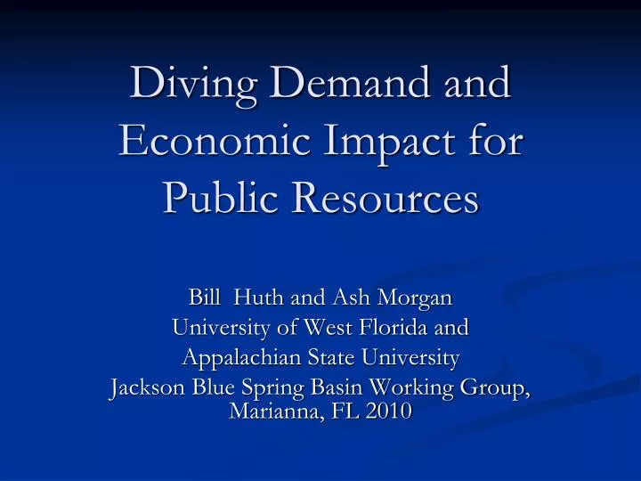 diving demand and economic impact for public resources