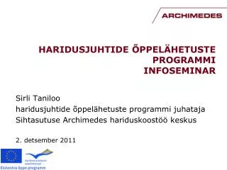 haridusjuhtide ppel hetuste programmi infoseminar
