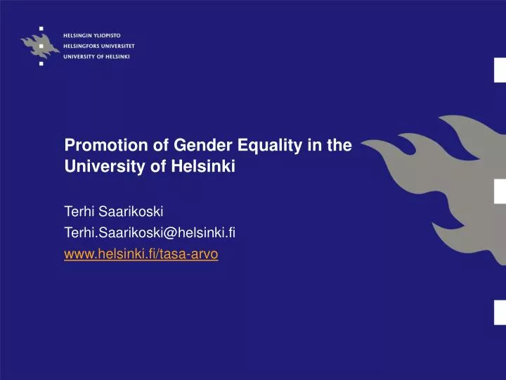 promotion of gender equality in the university of helsinki