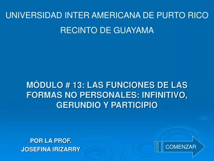 m dulo 13 las funciones de las formas no personales infinitivo gerundio y participio