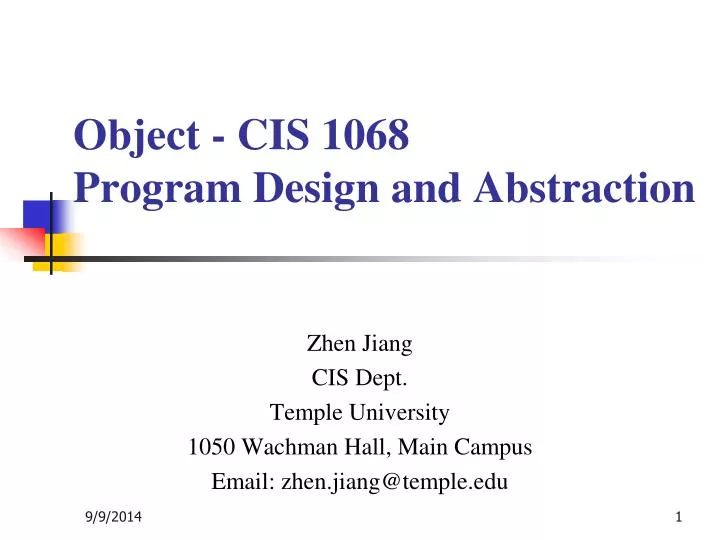 object cis 1068 program design and abstraction