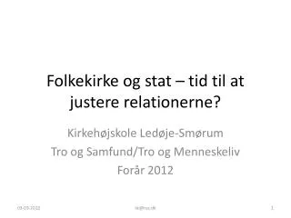 folkekirke og stat tid til at justere relationerne