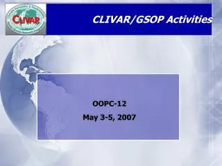 CLIVAR/GSOP Activities