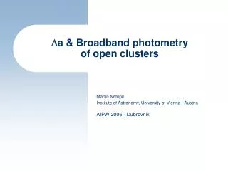 D a &amp; Broadband photometry of open clusters