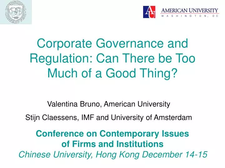 corporate governance and regulation can there be too much of a good thing