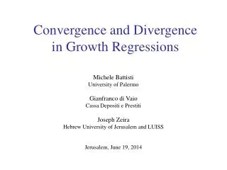 Convergence and Divergence in Growth Regressions