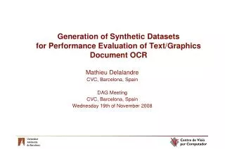 Generation of Synthetic Datasets for Performance Evaluation of Text/Graphics Document OCR