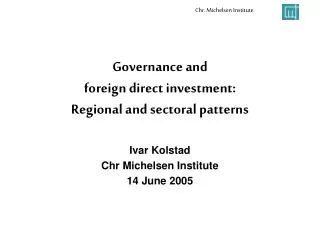 Governance and foreign direct investment: Regional and sectoral patterns