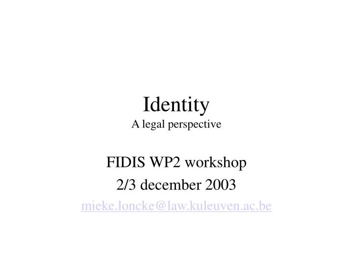 identity a legal perspective
