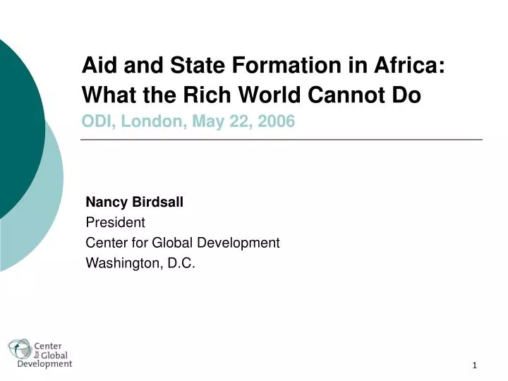 aid and state formation in africa what the rich world cannot do odi london may 22 2006