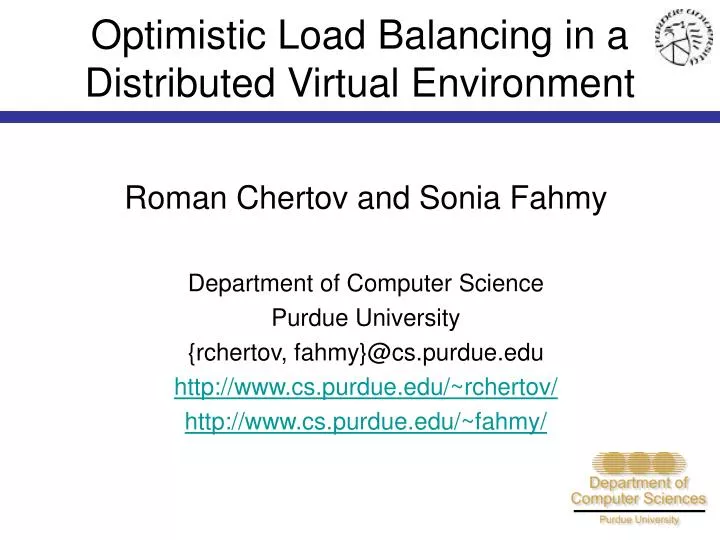 optimistic load balancing in a distributed virtual environment