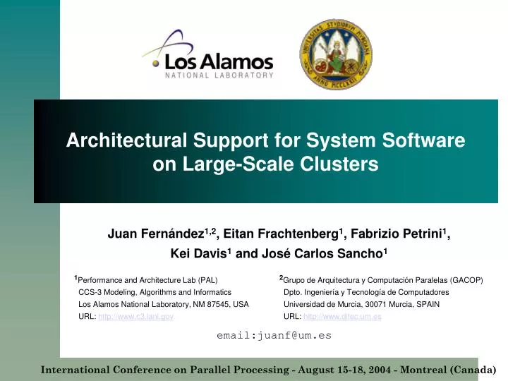 architectural support for system software on large scale clusters