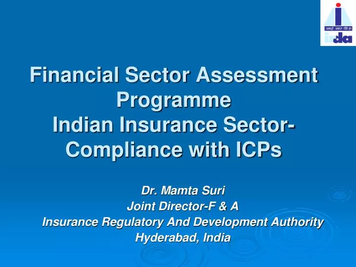 financial sector assessment programme indian insurance sector compliance with icps
