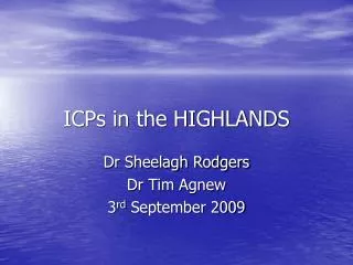 ICPs in the HIGHLANDS