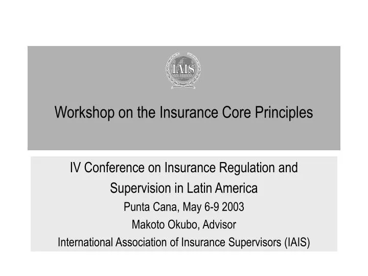 workshop on the insurance core principles