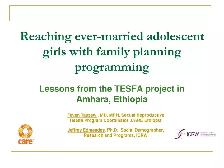 reaching ever married adolescent girls with family planning programming