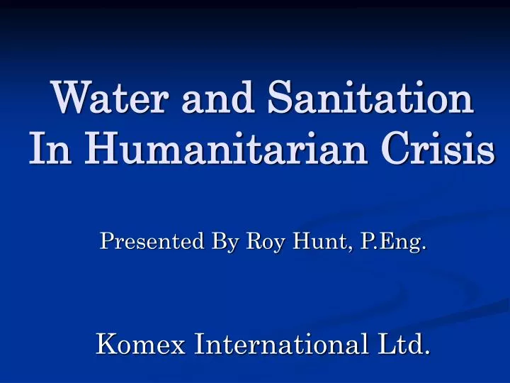 water and sanitation in humanitarian crisis