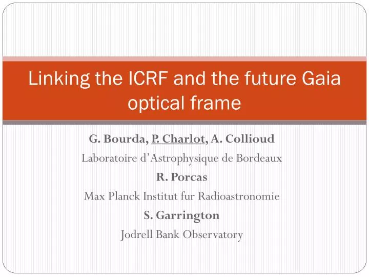 linking the icrf and the future gaia optical frame