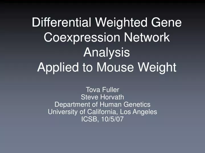 differential weighted gene coexpression network analysis applied to mouse weight