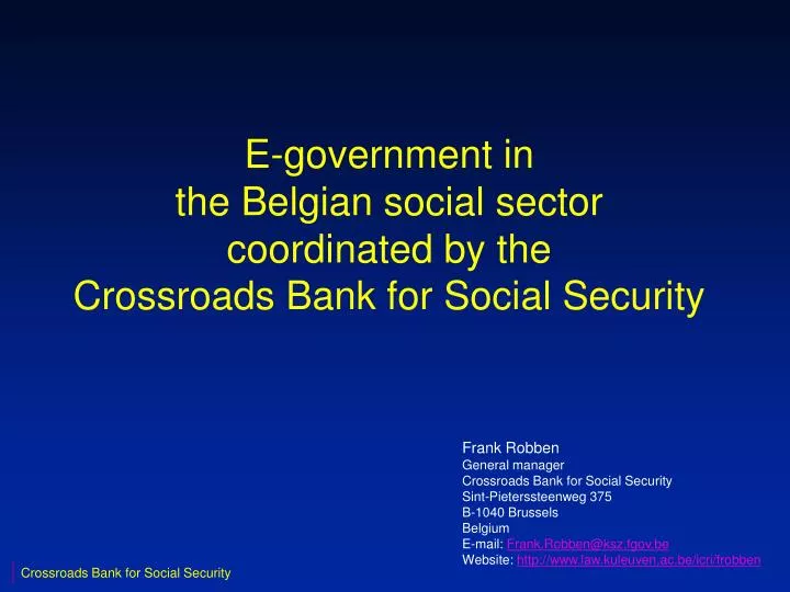 e government in the belgian social sector coordinated by the crossroads bank for social security