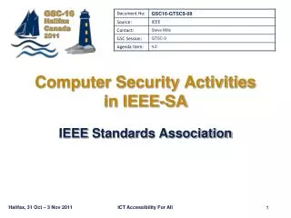 Computer Security Activities in IEEE-SA