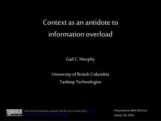 Context as an antidote to information overload