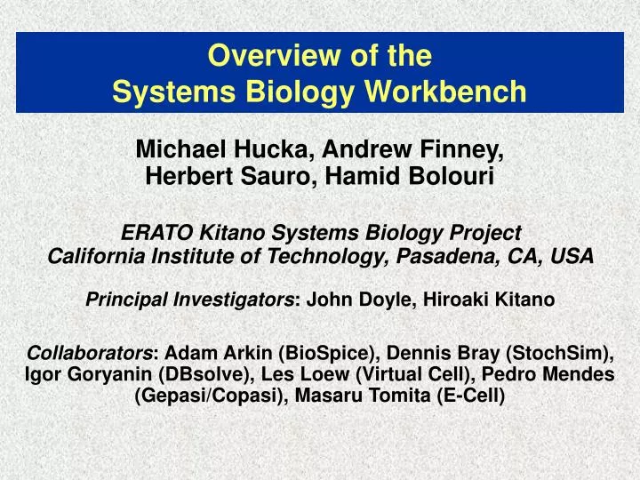 overview of the systems biology workbench