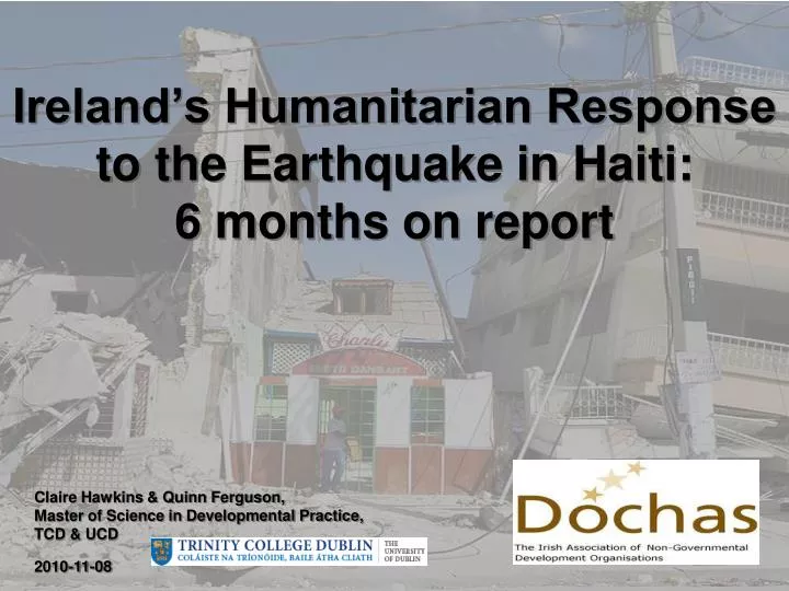 ireland s humanitarian response to the earthquake in haiti 6 months on report