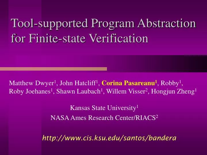 tool supported program abstraction for finite state verification