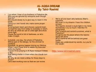Al- AQSA DREAM By Tahir Rashid