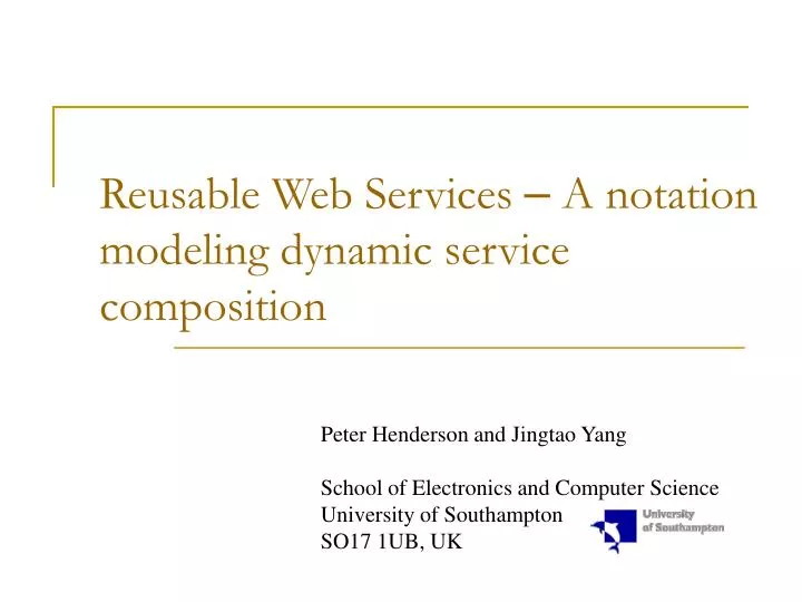 reusable web services a notation modeling dynamic service composition