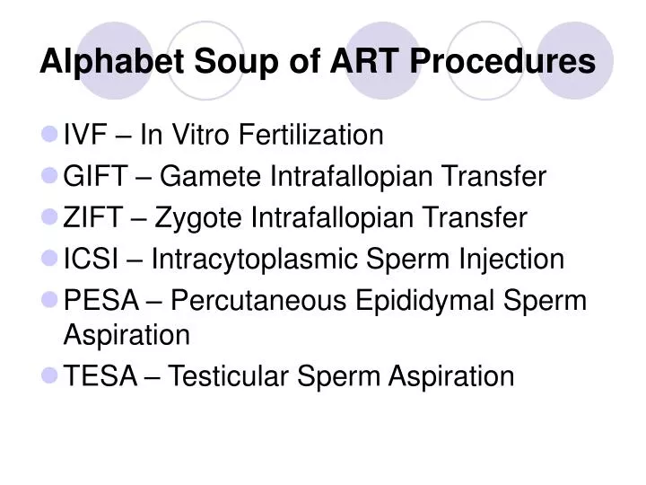 alphabet soup of art procedures