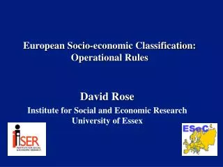 European Socio-economic Classification: Operational Rules