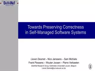 Towards Preserving Correctness in Self-Managed Software Systems