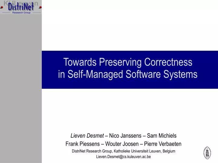 towards preserving correctness in self managed software systems