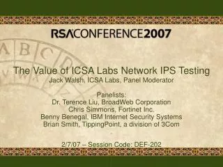 The Value of ICSA Labs Network IPS Testing