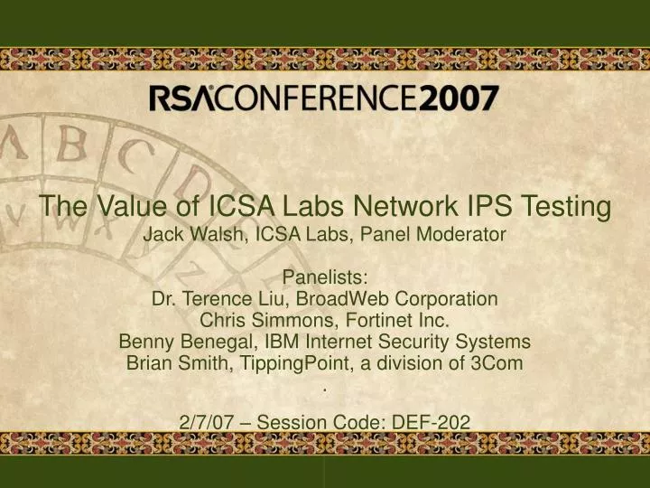 the value of icsa labs network ips testing