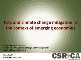 ICTs and climate change mitigation in the context of emerging economies
