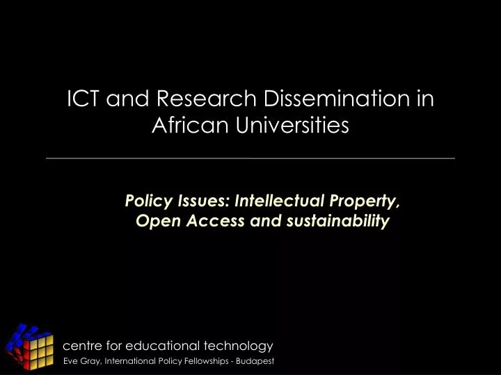 policy issues intellectual property open access and sustainability