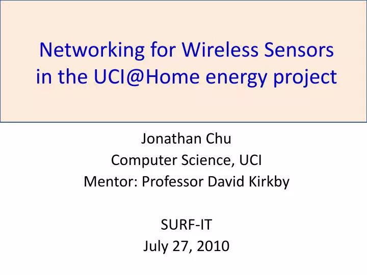 networking for wireless sensors in the uci@home energy project