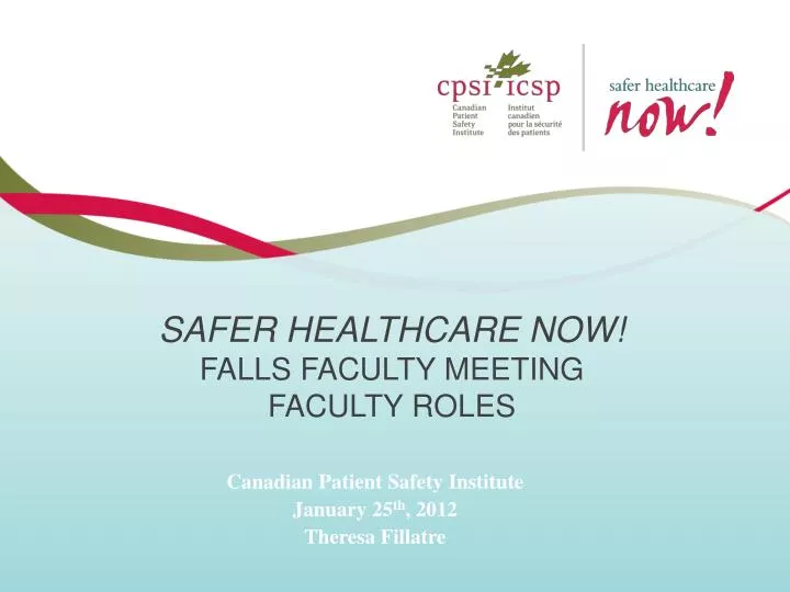 safer healthcare now falls faculty meeting faculty roles