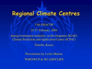 Regional Climate Centres