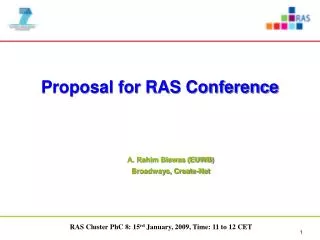 Proposal for RAS Conference