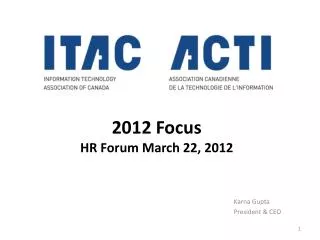 2012 Focus HR Forum March 22, 2012