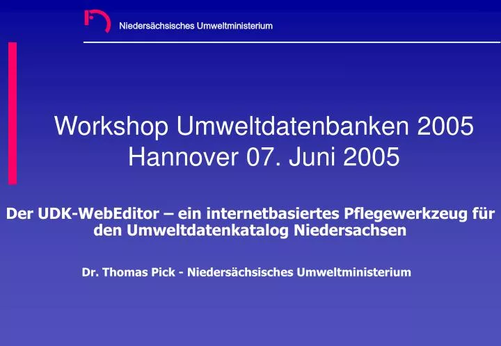 workshop umweltdatenbanken 2005 hannover 07 juni 2005