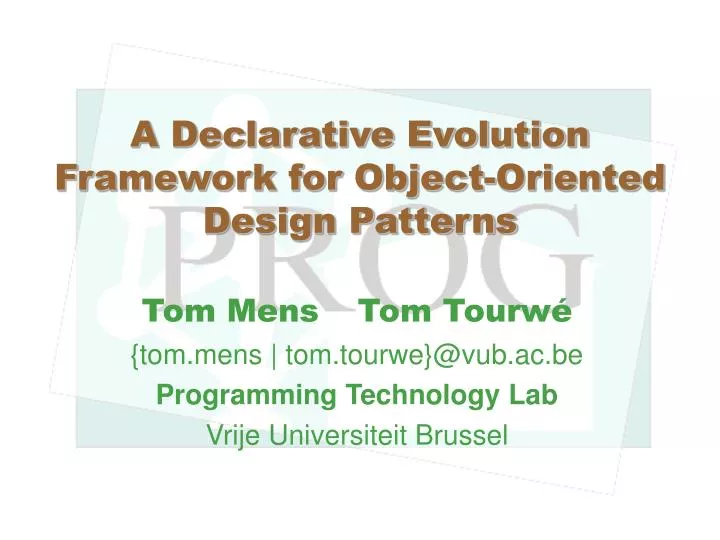 a declarative evolution framework for object oriented design patterns