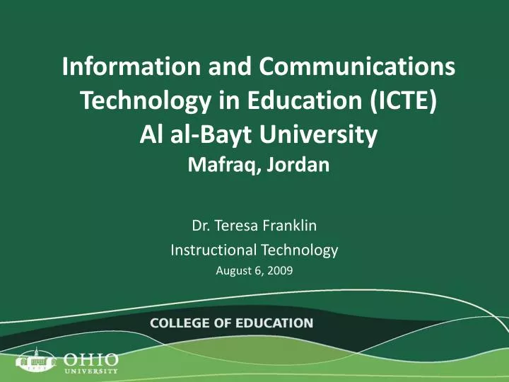 information and communications technology in education icte al al bayt university mafraq jordan